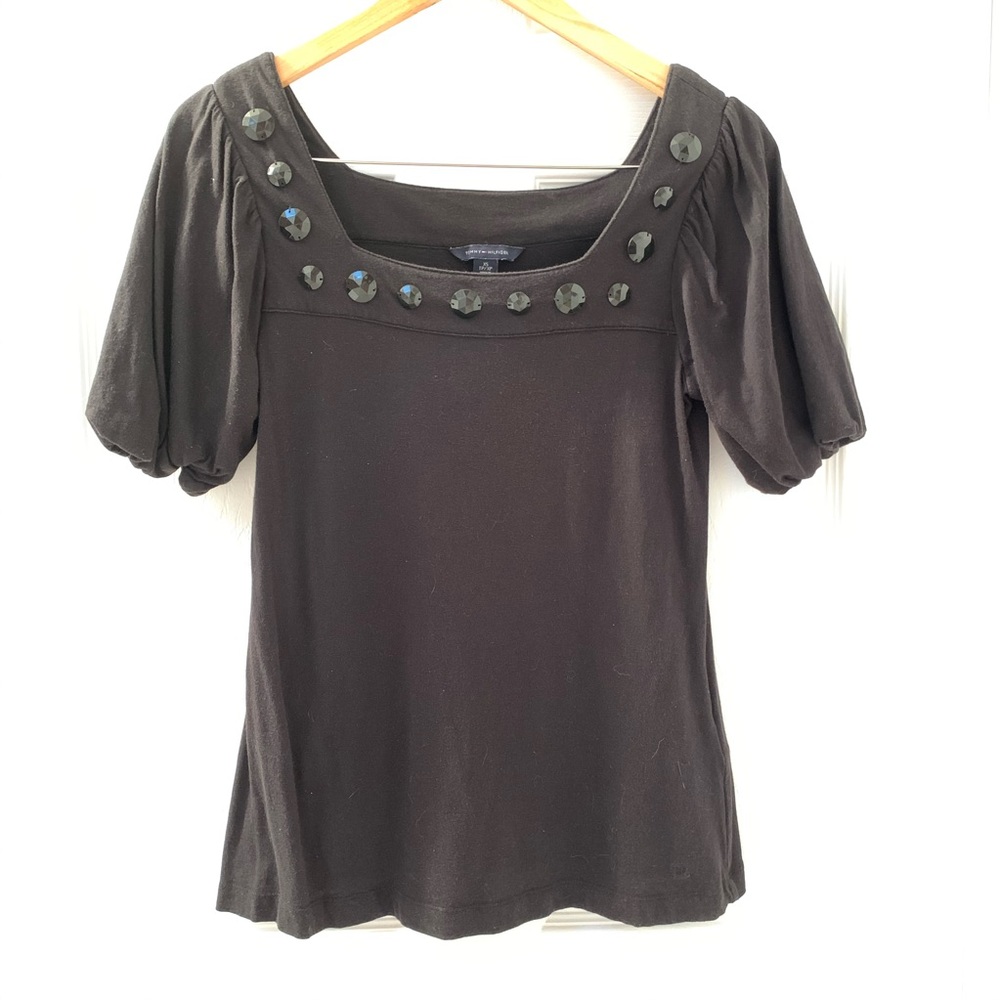 Black Tommy Hilfiger bubble sleeve top
